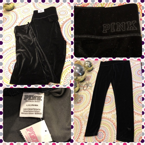 PINK Victoria's Secret Pants - BNWT Pink Victoria’s Secret Black Velour Leggings